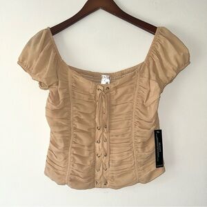 Tan Ruched‎ Women's Top